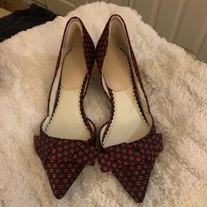 1901 red and navy kitten heel pumps